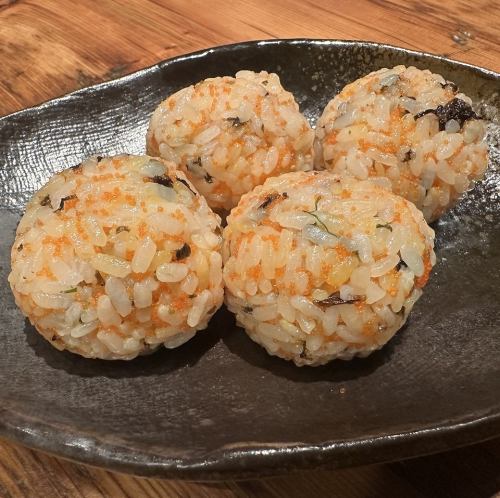 Four small tobiko rice balls