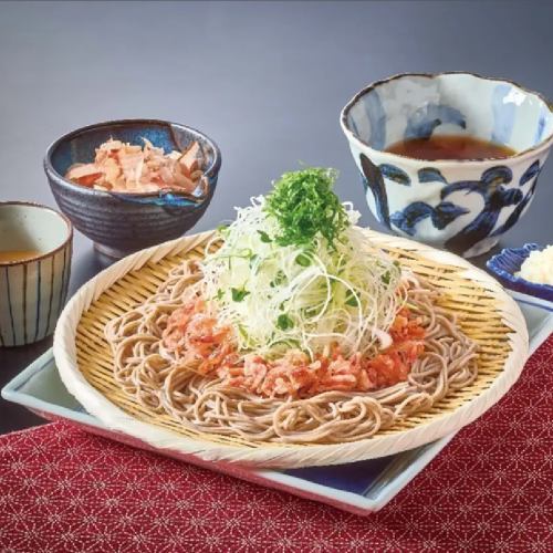 Spicy grated radish dipping noodles with sakura shrimp
