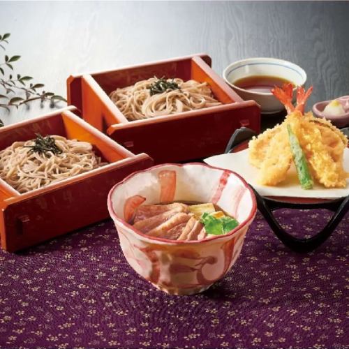 Duck Tempura and Duck Soup Zaru Soba (Two-tiered)