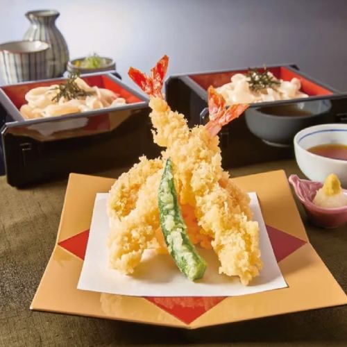 Large Shrimp Tempura Zaru Kishimen [Matsui] (Two-tiered)
