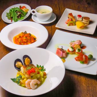 For birthday celebrations ★ [Sol course] Enjoy a 9-course meal including appetizers, pasta, and a main fish dish for 5,000 yen