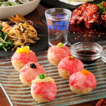 [One drink deal!] 7-course meal including temari sushi made with high-quality Japanese black beef for 2,500 yen (tax included)