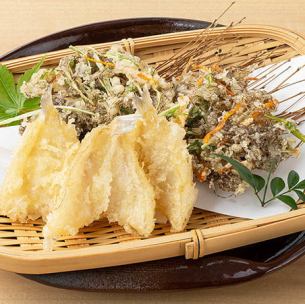 鱚天ともずくのかき揚げ盛り