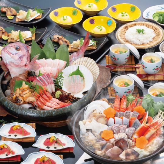 A superb hotpot with plenty of sashimi, sushi, and tempura! [Exquisite Seafood Hotpot Course (7 dishes)] Includes 2 hours of all-you-can-drink (draft beer available)