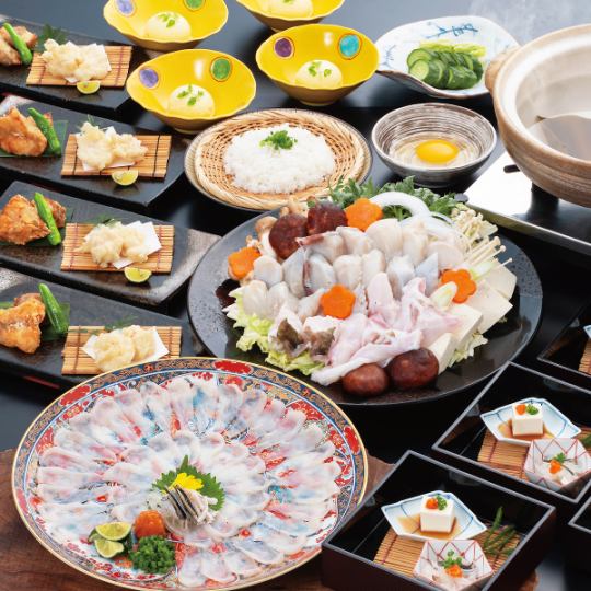 とら河豚てっさに、てっちりの河豚づくし！【河豚至福コース《料理のみ6品》】◆飲み物は別注文