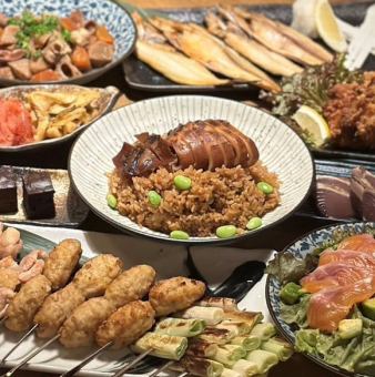 Perfect for drinking parties! All-you-can-eat mentaiko x yakitori x 3 kinds of fresh fish ◇ Benkei full-stomach course ◇ 2 hours all-you-can-drink included 4,200 yen