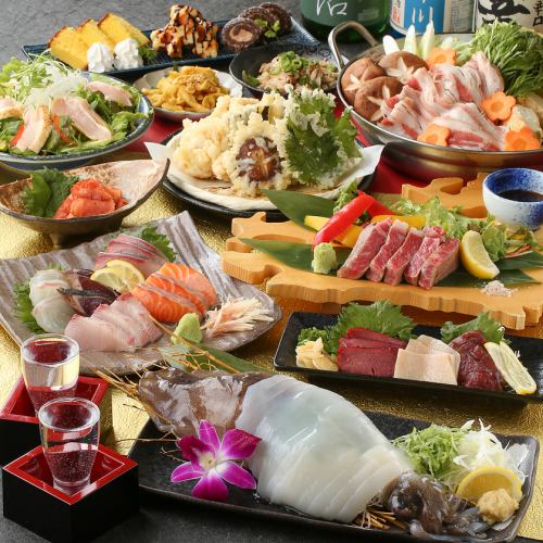 歓迎会に◎朝締めイカ姿造やサーロイン炉端焼き、九州名物満載!『九州プチ旅行コース』飲み放題付5,000円