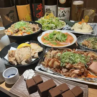 【日～木】飲み会に◎カルパッチョ、鶏肉と牛ホルモンのホイル焼き等9品◆250種2時間飲み放題付