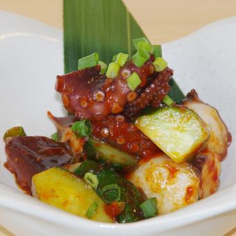 Octopus and cucumber with gochujang