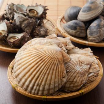 【一番人気】豪華！浜焼き堪能コース（2H飲み放題付・全8品）