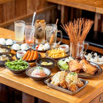 [120 minutes premium all-you-can-drink] A variety of dishes, fried chicken, chicken on the bone, dessert, and 11 other dishes, 4,500 yen