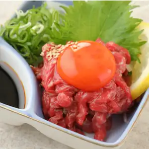 Premium seared Wagyu beef yukke