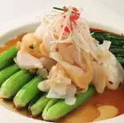 つぶ貝のネギ油醤油ソースかけ
