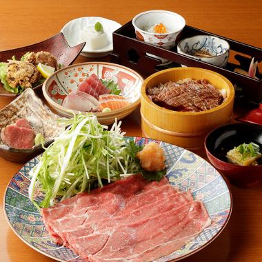 Japanese Black Beef, Seasonal Vegetables, Seasonal Fish and Japanese Black Beef Hitsumabushi "Rin"