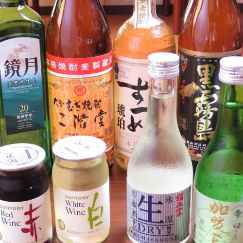 There are shochu, sake, one-cup type wine, etc.! Various types of sake are available ◎