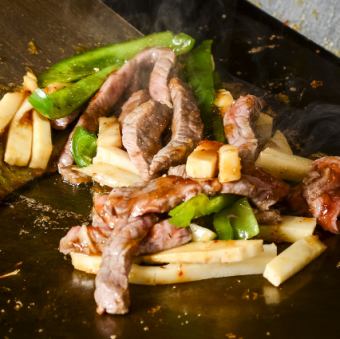 Wagyu beef and Miyazaki pepper stir-fried with chili peppers