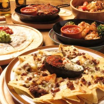 [Perfect for a relaxing banquet!] 5 dishes with all-you-can-drink included at 3pm! Mexican sample course for 5,500 yen!