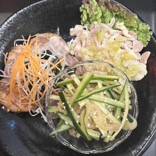 Assortment of three cold dishes