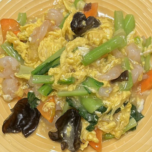Shrimp and egg stir fry