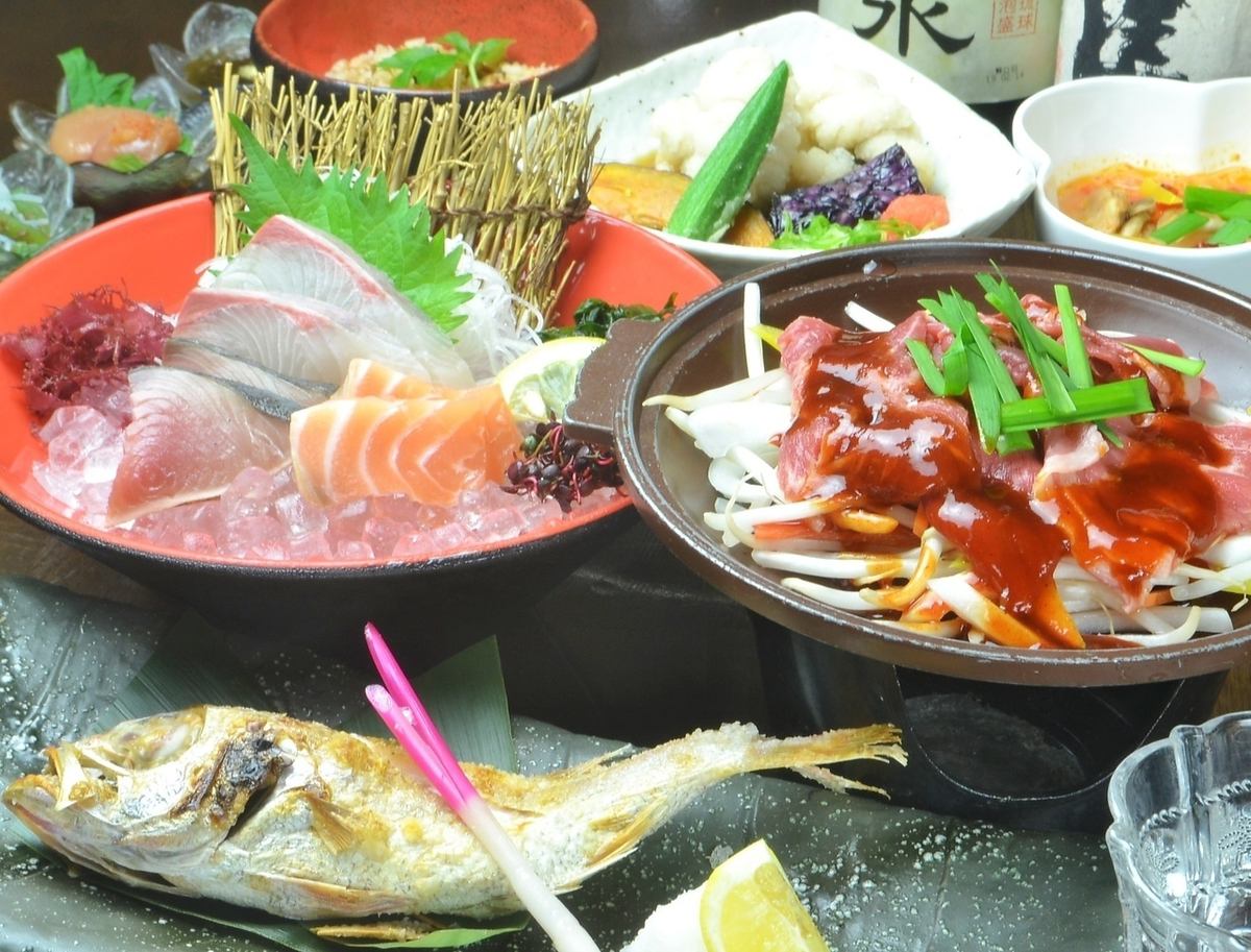 使用优质时令食材的10,000日元套餐（3小时）非常适合招待客人和作为奖励。