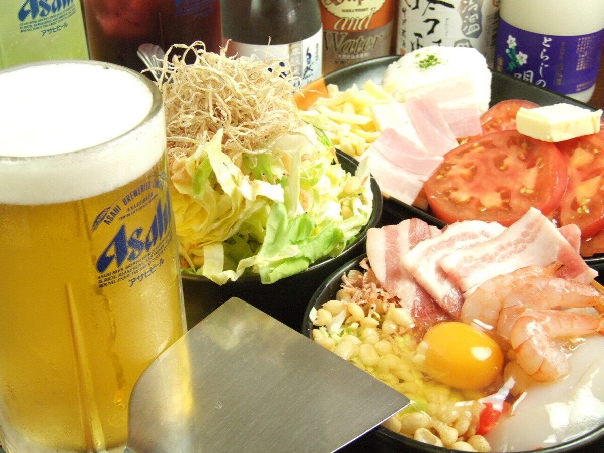120minお好み焼き・焼そば・もんじゃが食べ放題飲み放題!!
