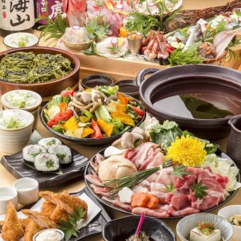 H [3 hours all-you-can-drink included] Fresh fish, Hegi soba noodles, and cold black pork shabu-shabu ◎ Four Seasons Course [9 dishes in total/7000 yen → 6000 yen]