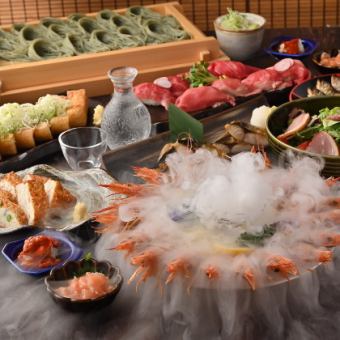 J [3 hours all-you-can-drink included] Red shrimp and black pork shabu-shabu ◎ Four Seasons Banquet Course [11 dishes in total/8000 yen → 7000 yen]