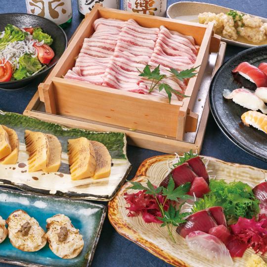 【いちおし】春を感る食材を取り揃えた~三元豚蒸篭蒸し~のコース4,990円※2h飲放(90分L.O.)
