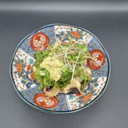 白ねぎともんごいかのガーリック炒め