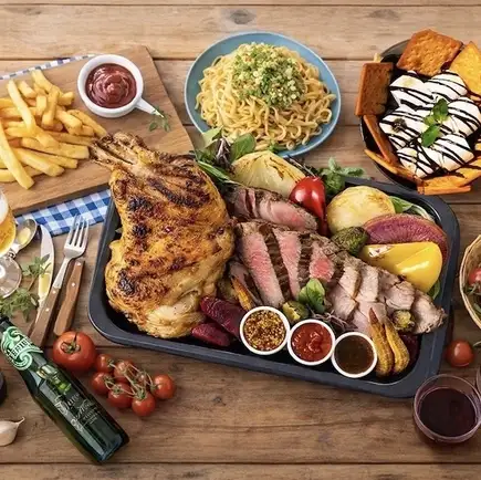 【金土日祝】肉盛りコンボBBQプラン(ソフトドリンク飲放)焼き上げラクラク♪全7品4580円(税込)