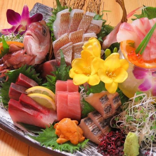 The manager is proud of the gorgeous sashimi of fresh fish that he purchases himself!
