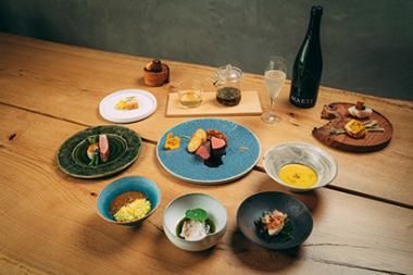 9,800 yen dinner course + 8 types of wine pairing