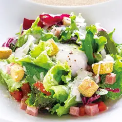 Caesar salad with soft-boiled egg