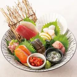 Assortment of sashimi and appetizers