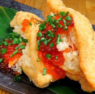 "Harako rice" + "Triangle fried" = Sendai Inari