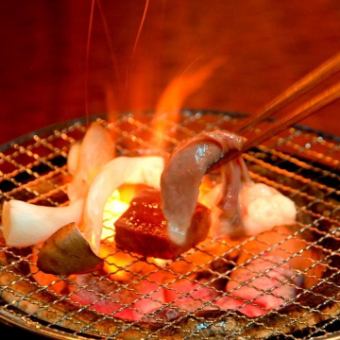 《2 hours all-you-can-drink included》◇◆Charcoal grill course◆◇ 6 dishes for 4,500 yen 【Meal only for 2,000 yen!!】