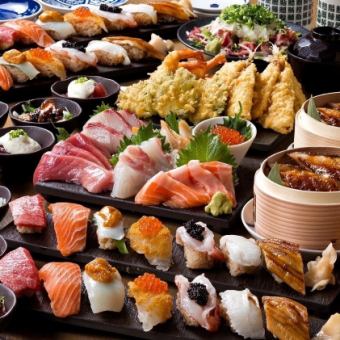 【博多駅限定コース】刺身盛り合わせや寿司、全7品☆2時間飲み放題付き！