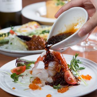 包含2小时畅饮♪ 法式萝卜、4种原创天妇罗等。[休闲套餐] 共9道菜 4000日元 → 3500日元