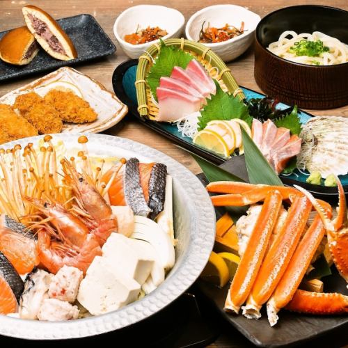 飲み放題付きコース多数◎『生ラムジンギスカン』『蟹』『炉端焼き』など料理のみ3,000円台~