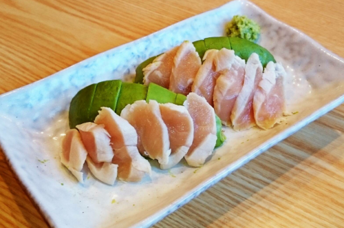 chicken and avocado sashimi