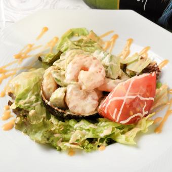 Creamy salad of plump shrimp and avocado