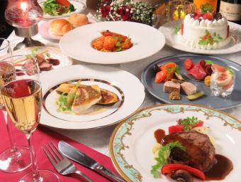 【X'mas24日&25日限定】クリスマスディナーコース☆黒毛和牛&乾杯ドリンク付きお一人様8,000円