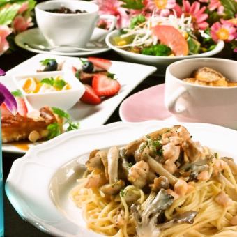 【夜間咖啡廳飯非常受歡迎！】沙拉、配菜、義大利麵或米飯的咖啡盤♪1,100日圓~