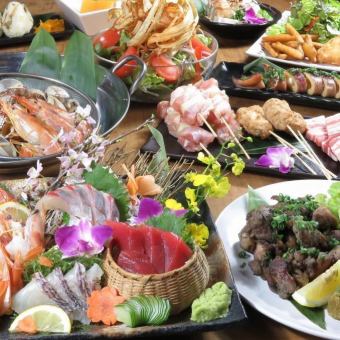 A total of 9 dishes featuring a collaboration of domestic chicken and seasonal seafood [Seasonal Iito Course] 3 hours all-you-can-drink included 4,500 yen ⇒ 3,500 yen