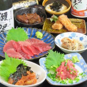 Total 7 dishes [Course B] Sashimi/Yamakake/Uni tuna/Simmered dish/Nanbanzuke/Fried chicken/Negitoro 3,500 yen (tax included)