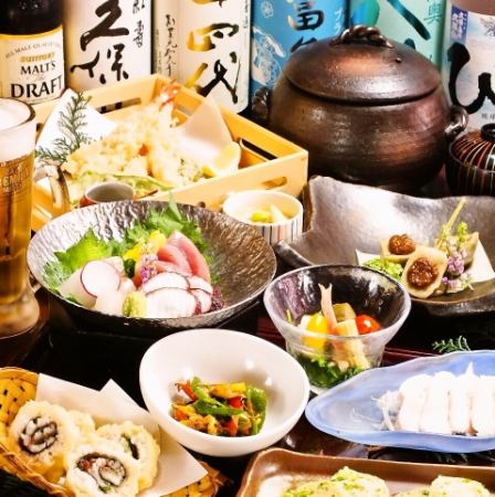 A banquet of authentic Japanese cuisine using seasonal ingredients in a calm Japanese space in front of the station♪