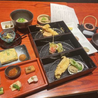 おすすめ『ふぐ叩きサービス』個別盛り揚げたて天麩羅を楽しむ【銀閣会食】150分 飲放込5000円