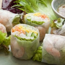 Shrimp and vegetable fresh spring rolls "Popia Sod Kung" 2 pieces