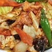 回鍋肉/青椒肉絲/四川風鶏肉/ニラレバー炒め/ニンニクの芽と豚肉炒め/砂肝の黒胡椒炒め　各