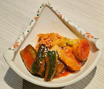 Assortment of three kinds of kimchi